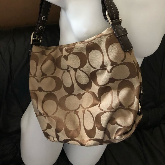 Coach signature brown shoulder hand bag - Picture 2 of 8